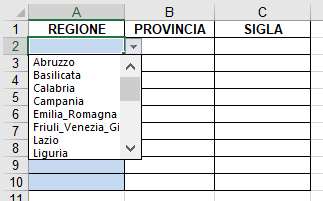 Elenco a discesa condizionato in Excel