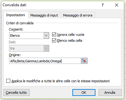 Elenco a discesa in Excel o menu a tendina in Excel - Mummu Academy