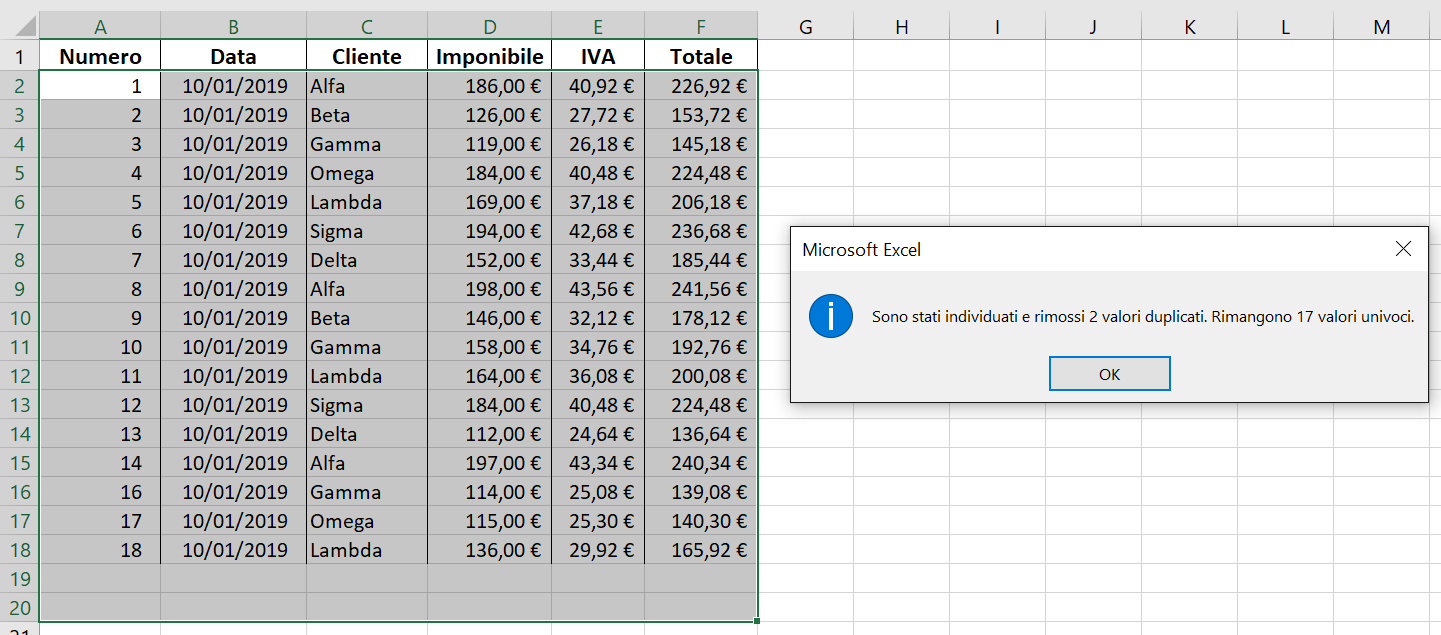 Elimina duplicati in Excel - Mummu Academy