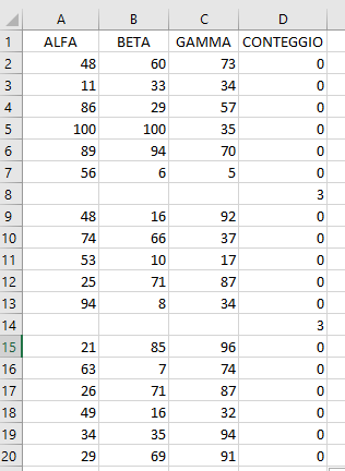 Eliminare le righe vuote in Excel