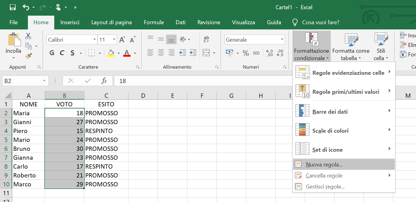 Formattazione Condizionale in Excel