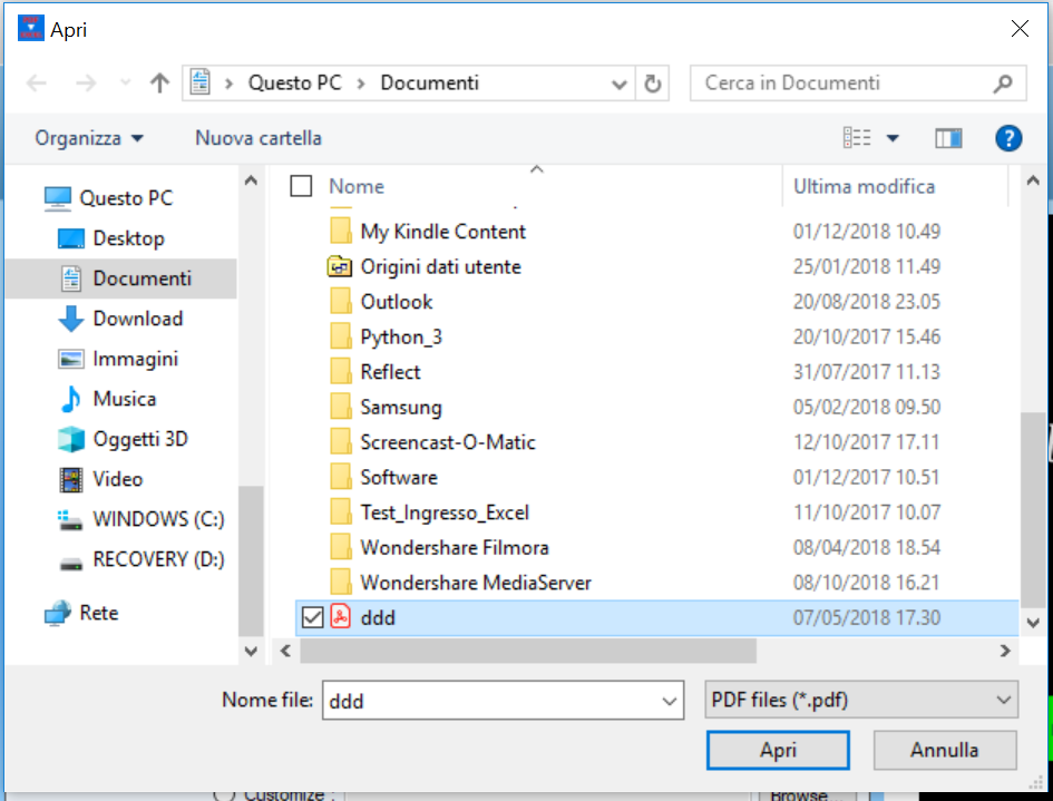 Convertire PDF in Excel
