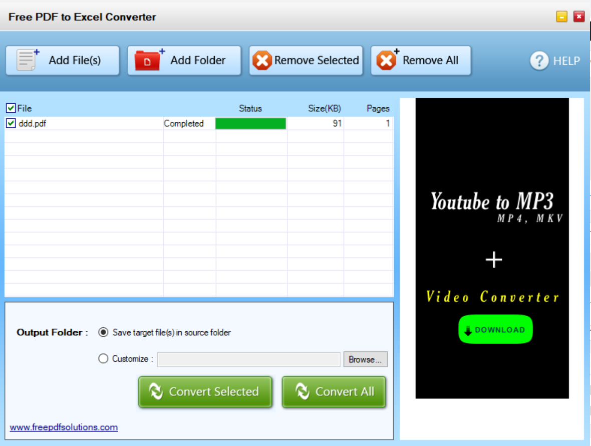 Covertire PDF in Excel