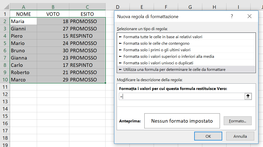 Formattazione Condizionale Basata su Formule in Excel