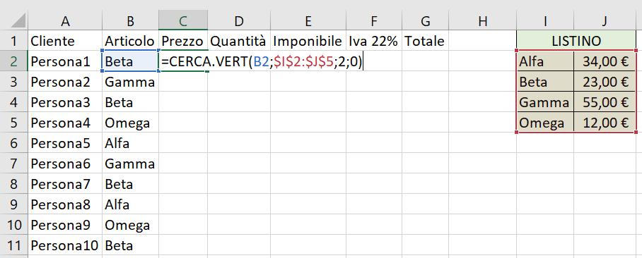 Funzione Cerca.Vert in Excel - Mummu Academy