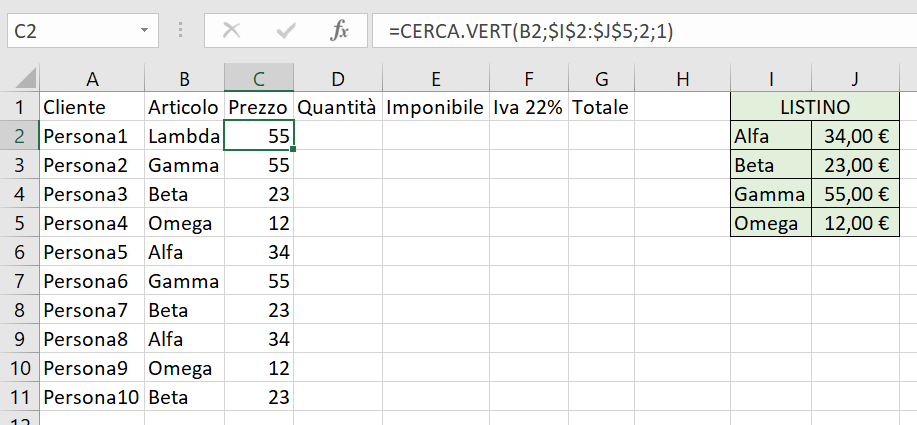Funzione Cerca.Vert in Excel - Mummu Academy