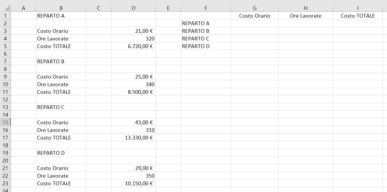 Creare report con funzione INDIRETTO