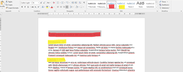 come fare un indice di un documento in word