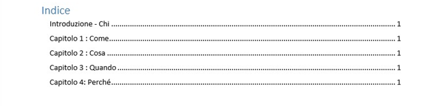 come fare un indice di un documento in word