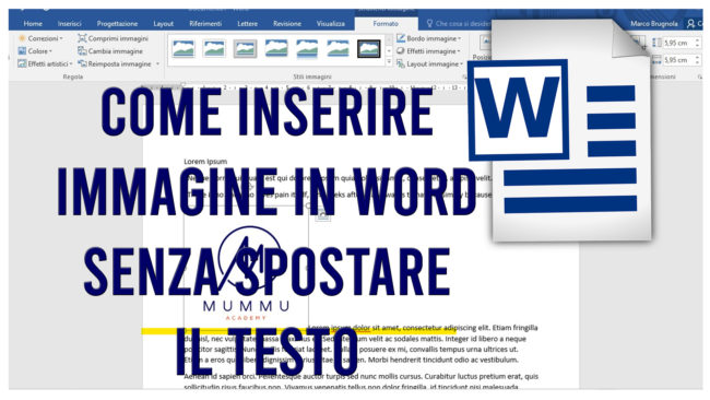Come inserire immagine in word senza spostare testo