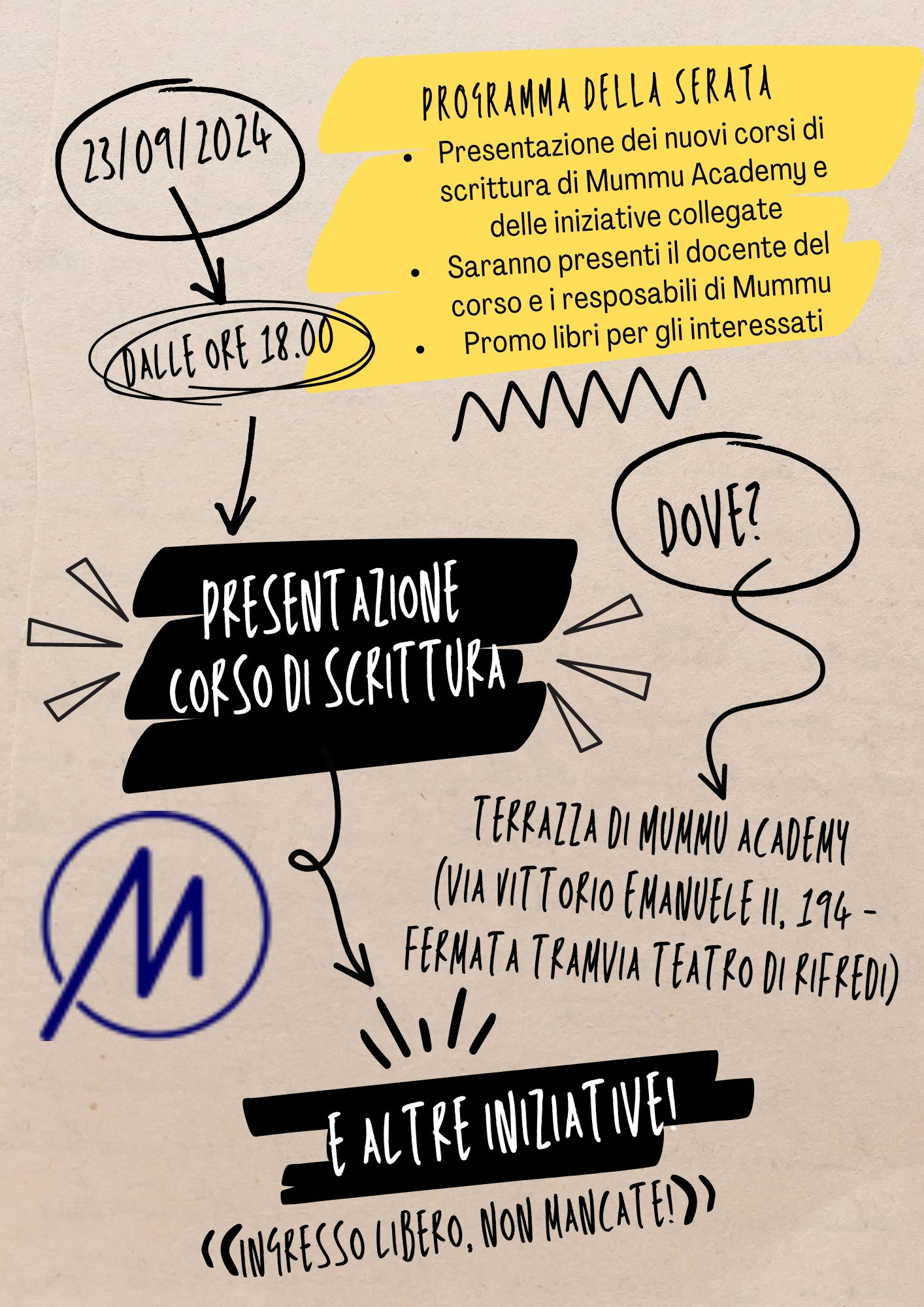 invito presentazione dei corsi di scrittura